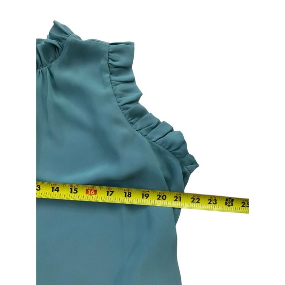 Ann Taylor Blue Sleeveless Ruffle Trim Top Size L 39-17 - Picture 6 of 6